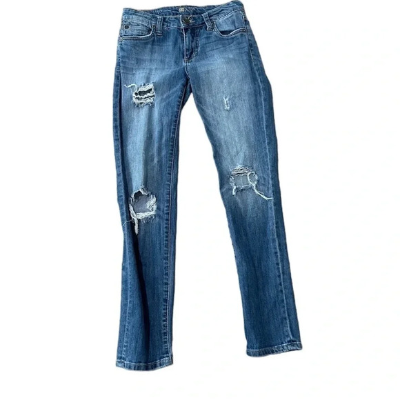Kut from the Kloth Women’s Distressed Straight Leg Medium Wash Denim Size 0 GUC - Picture 1 of 9
